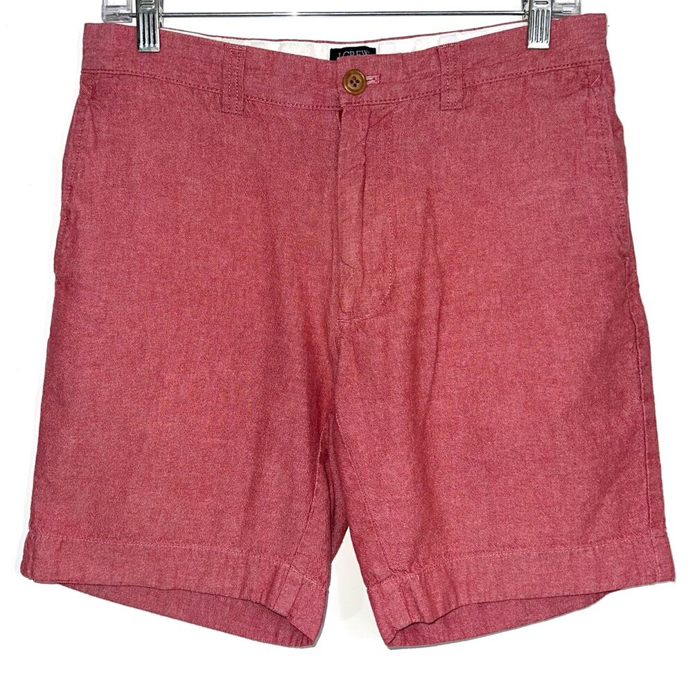 JCrew Factory Men’s Gramercy Red Cotton Chambray 8” Inseam Chino Shorts Size 30W